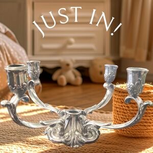 Reed & Barton Silver Candle Holder with Ornate Design